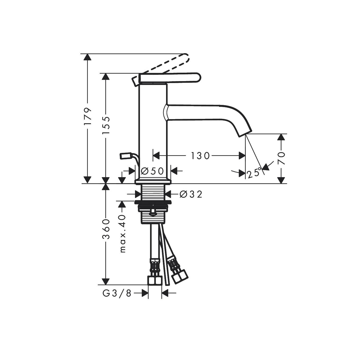 Axor One 70 Matt Black EcoSmart baterija (slavina) za umivaonik sa odlivnim ventilom sifona pop-up metalnim 48000670