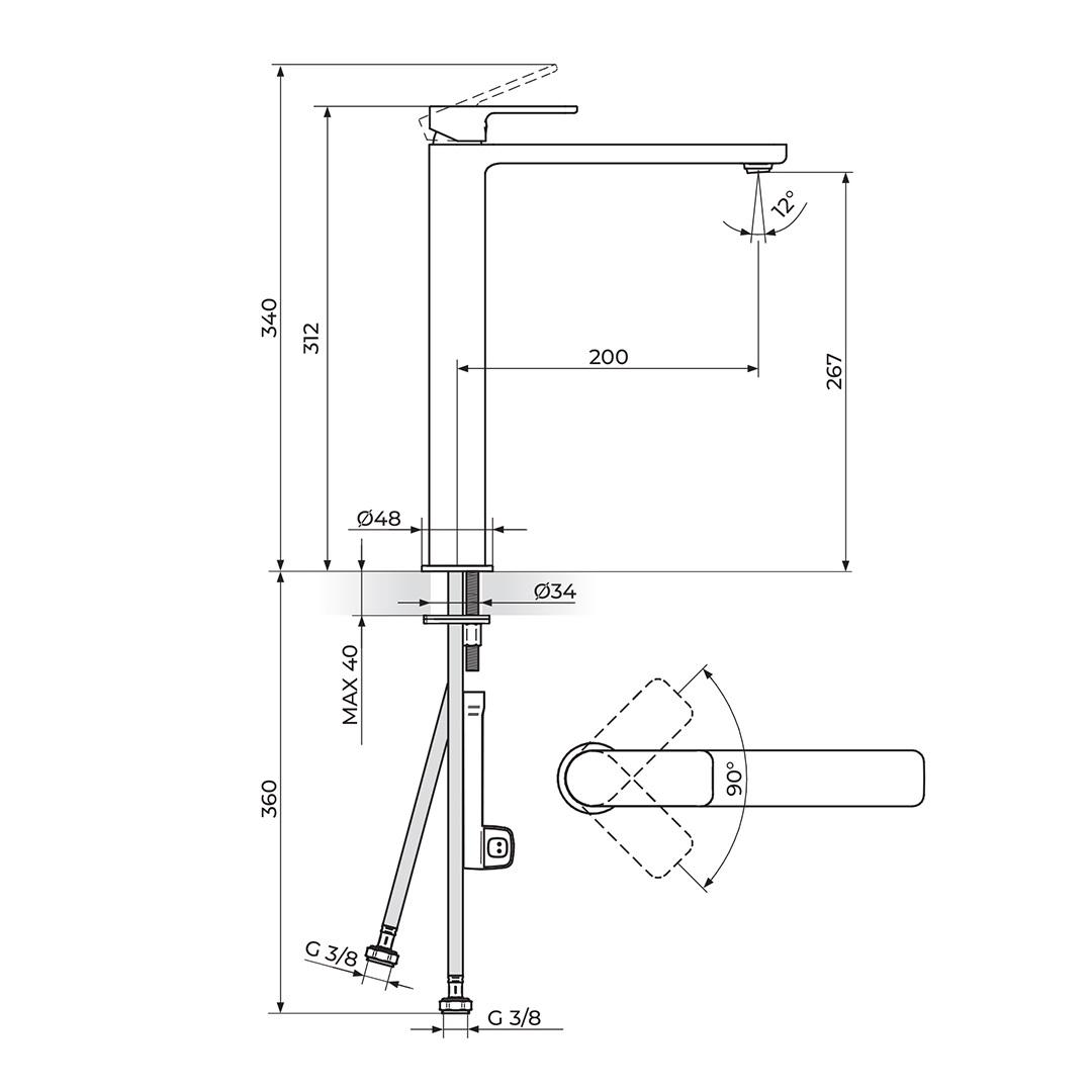 Rosan S2 267 Chrome baterija (slavina) za umivaonik 230501