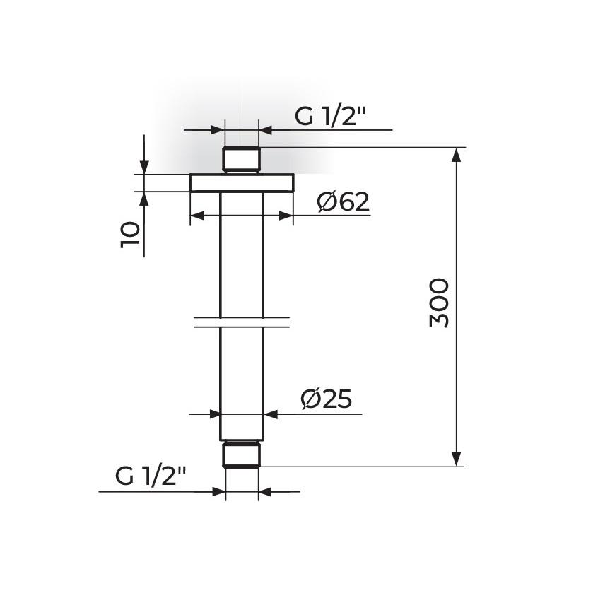 Rosan Dark 300 Matt Black držač nadglavnog tuša plafonski sa okruglom rozetom PTRKUZ13D