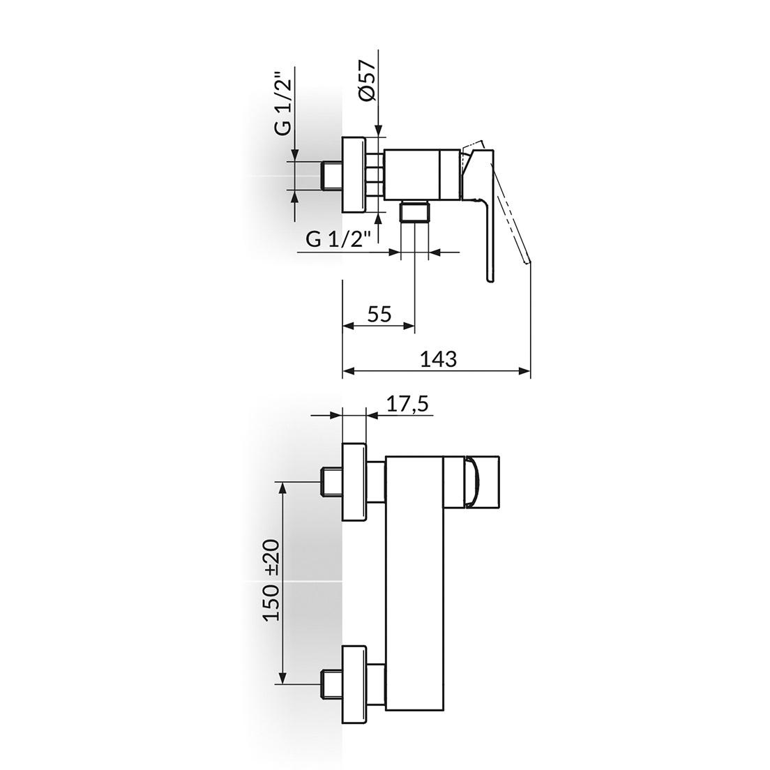 Rosan S2 Black Matt Black baterija (slavina) za ručni tuš 237101B