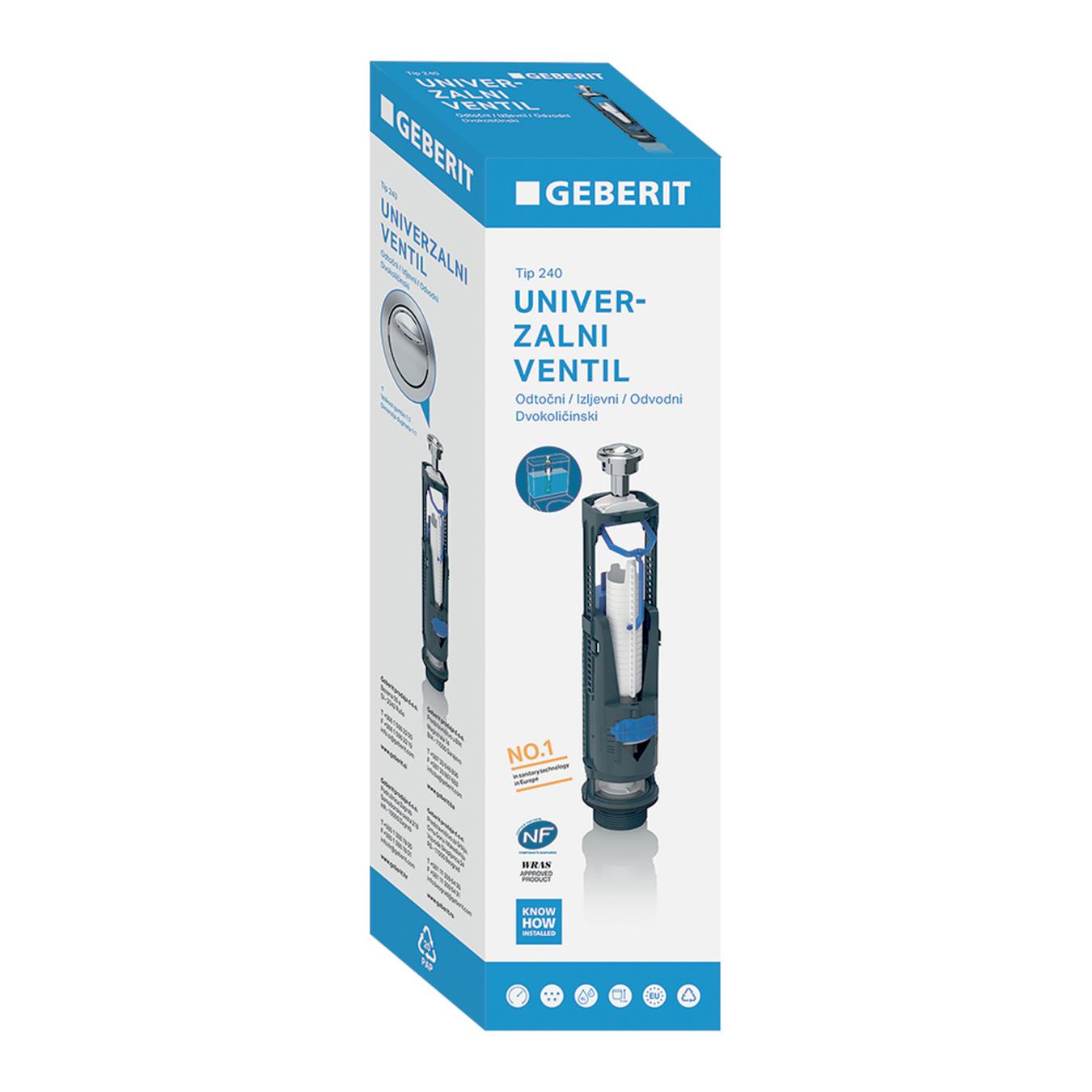 Geberit Gloss Chrome odvodni ventil tip 240 sa dvokoličinskim ispiranjem univerzalni 136.900.21.1