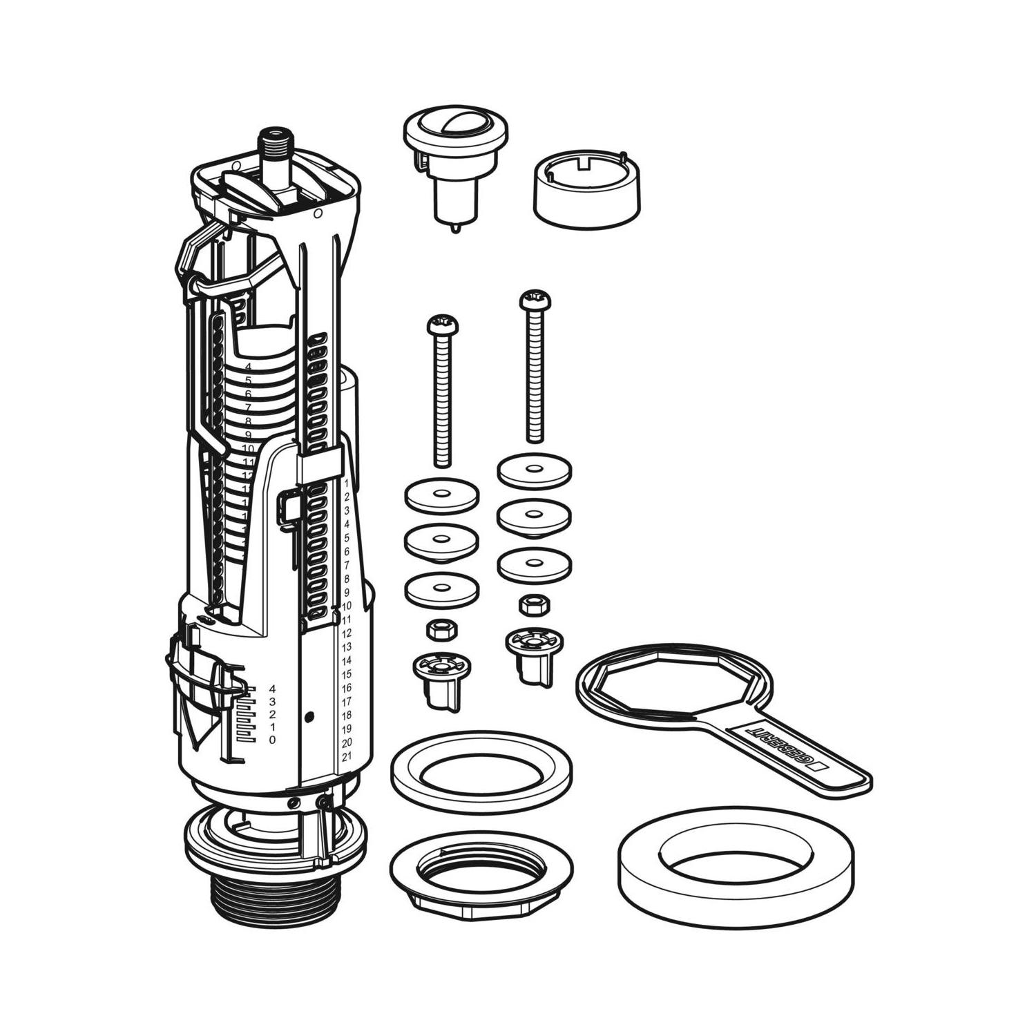 Geberit Gloss Chrome odvodni ventil tip 240 sa dvokoličinskim ispiranjem univerzalni 136.900.21.1