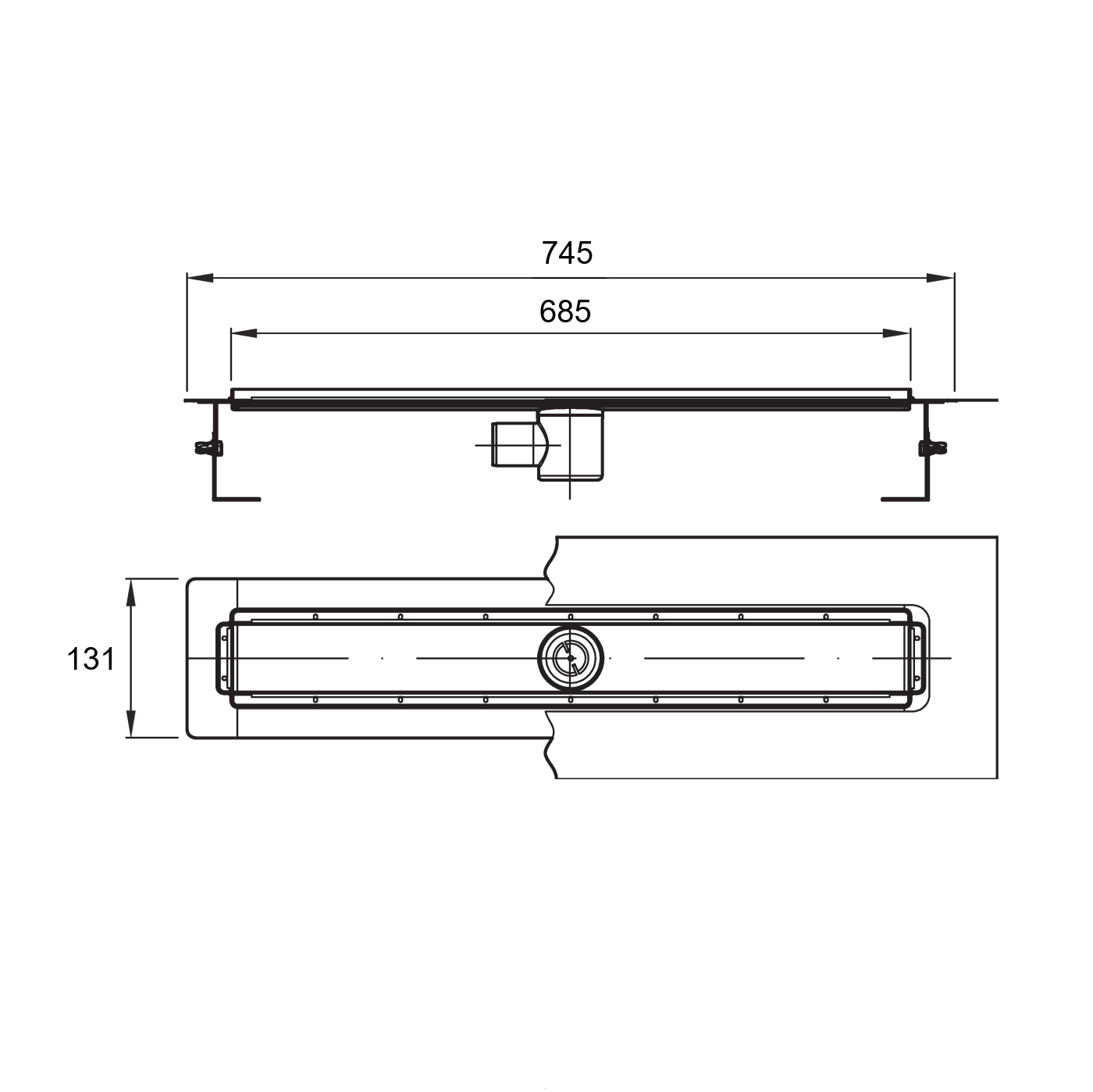 Aco ShowerDrain<sup>®</sup> E+ 685 telo kanala sa visinom ugradnje 70-152mm 3017468