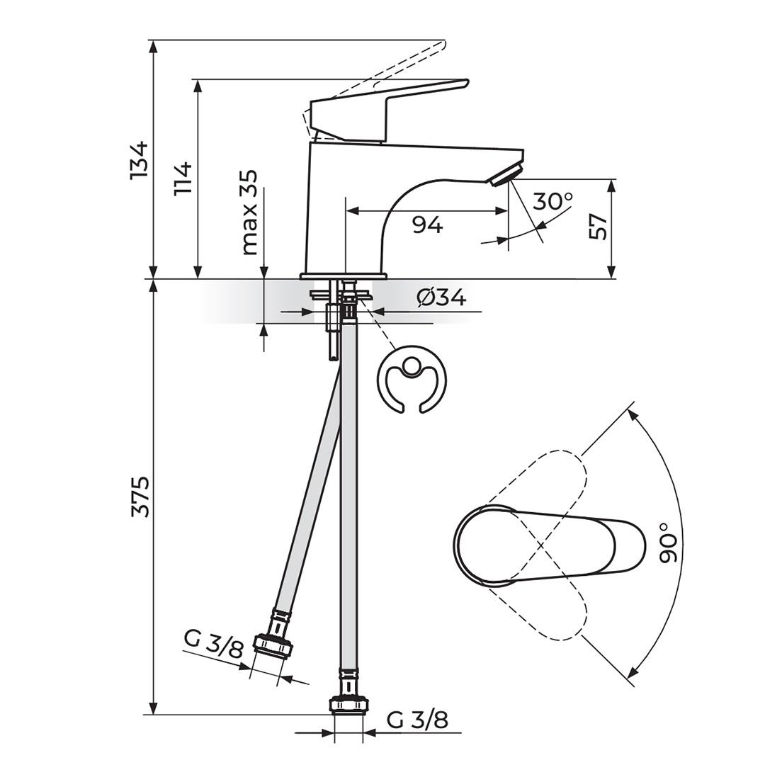 Rosan Smart 57 Chrome baterija (slavina) za umivaonik JA301001