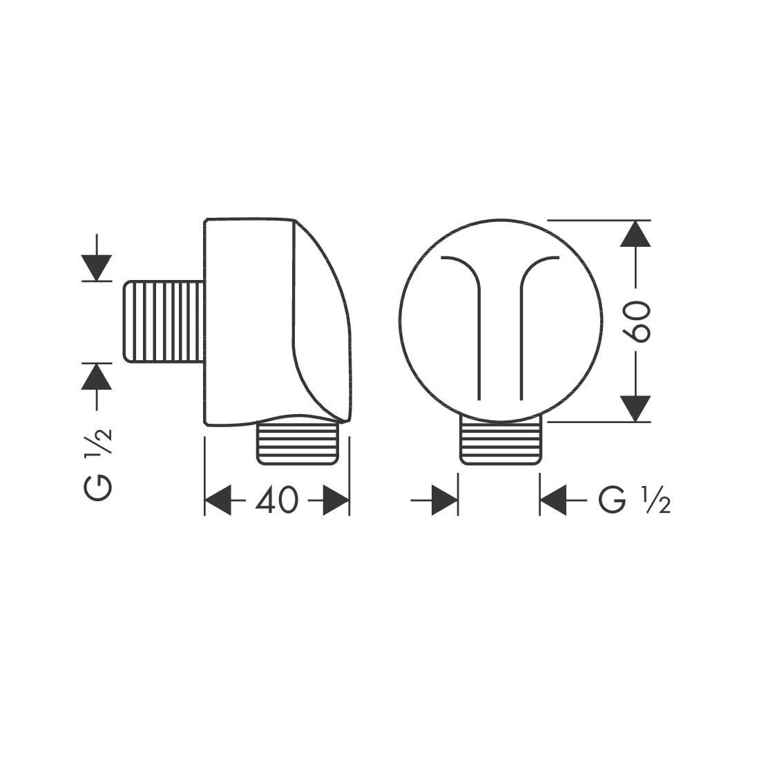 Hansgrohe FixFit Round Matt Black zidni priključak za creva sa kupastim ili cilindričnim navojem sa obe strane 27454670