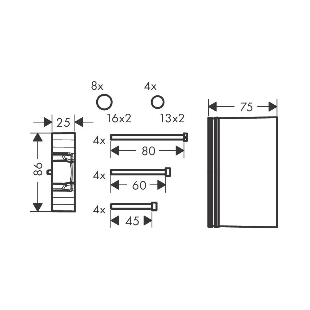 Hansgrohe iBox 25 produžetak za ugradnu jedinicu za mešače, prebacivače i nadglavne tuševe 13595000