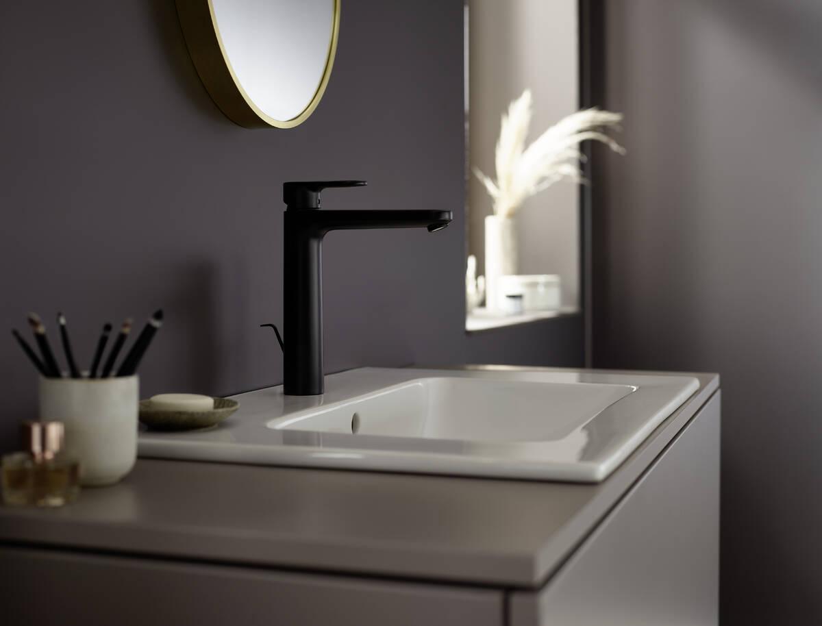 Hansgrohe Vernis Blend 190 Matt Black baterija (slavina) za umivaonik sa odlivnim ventilom sifona pop-up 71552670