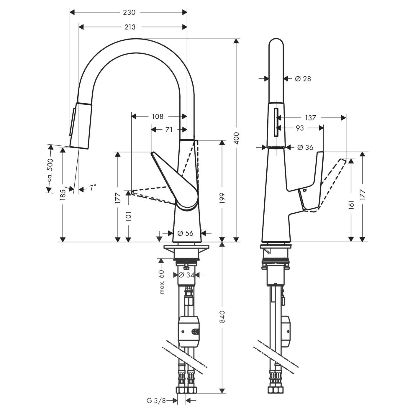 Hansgrohe Talis M51 200 Chrome baterija (slavina) za sudoperu sa izvlačećim tušem 2 mlaza 72813000