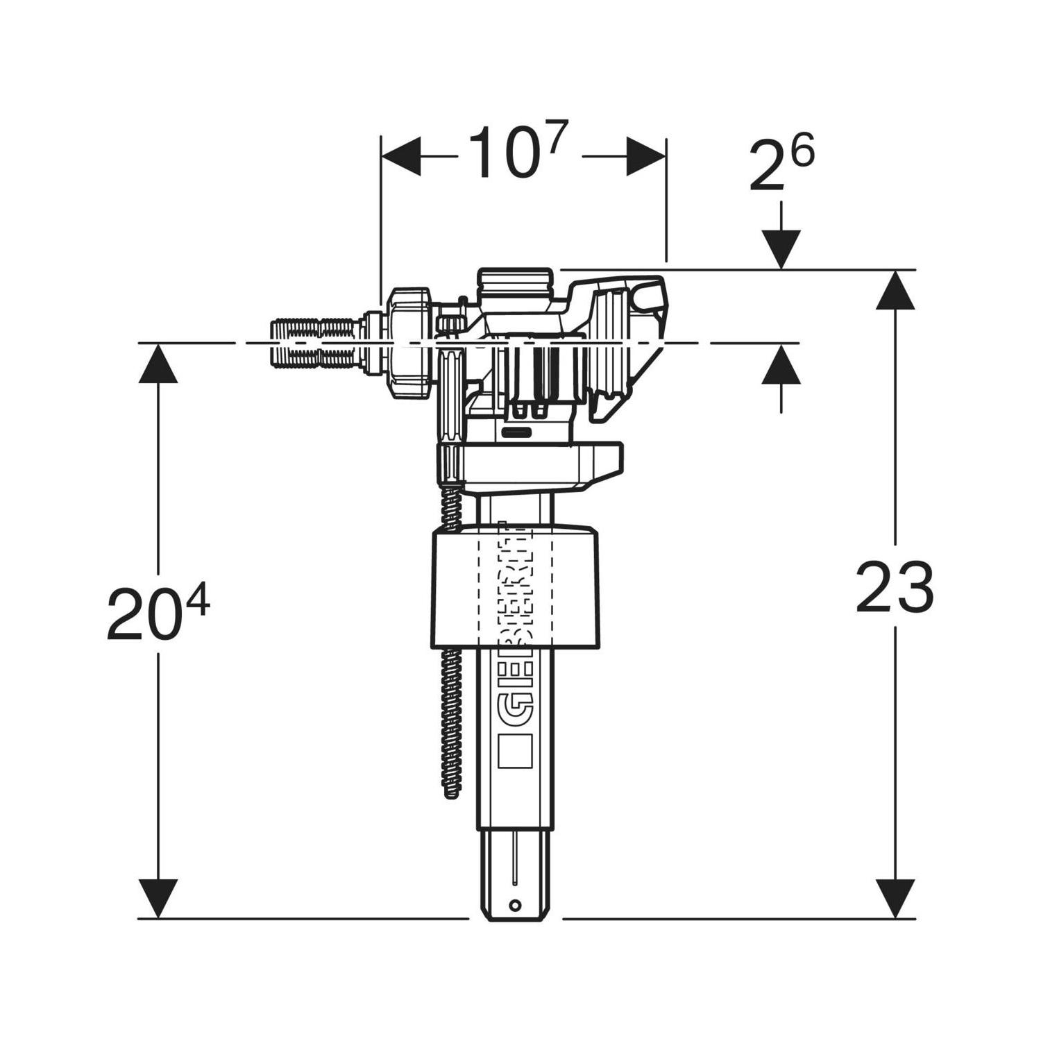 Geberit dovodni ventil tip 383 sa bočnim priključkom za vodu 3/8