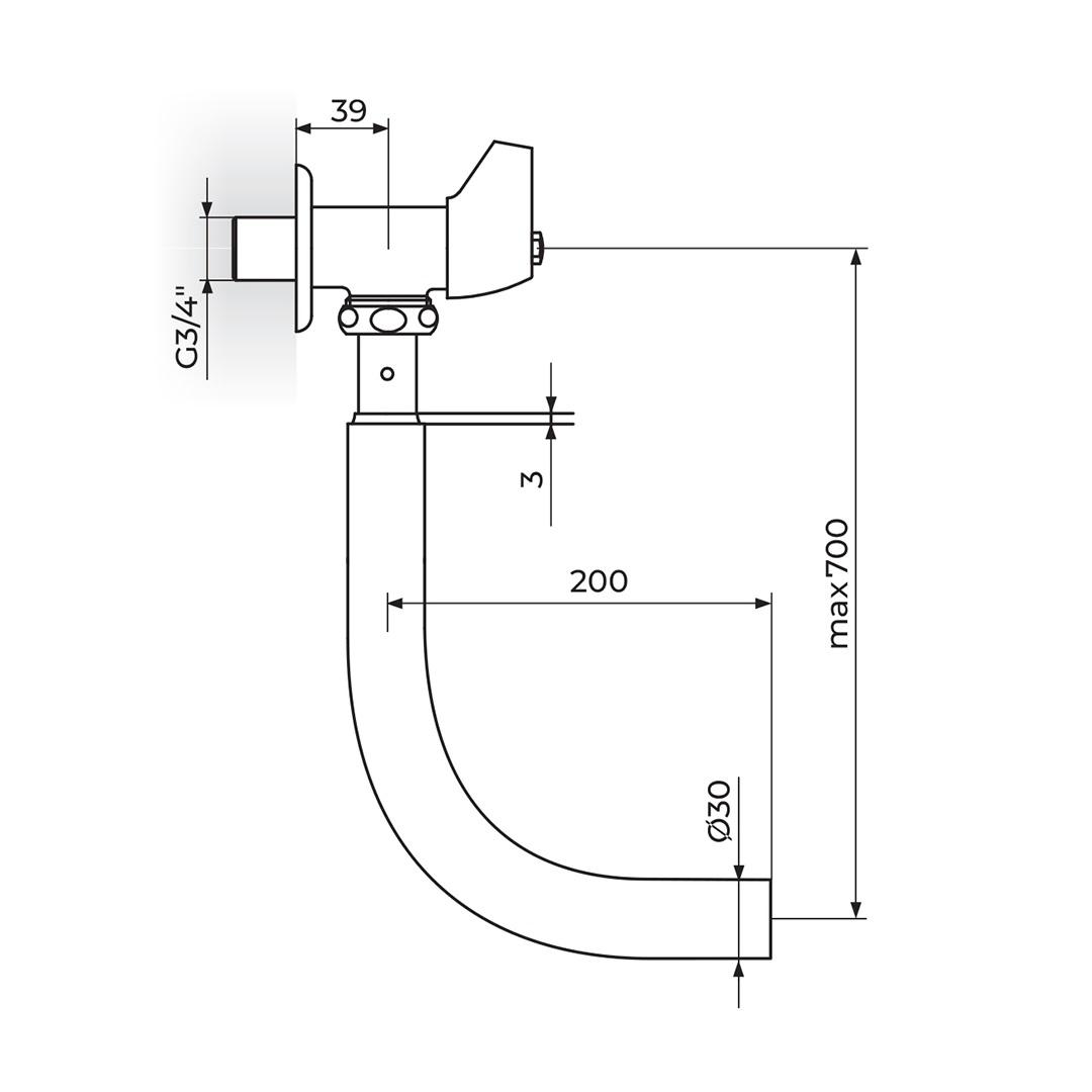 Rosan Chrome 700 ispirač za WC šolju sa ventilom 3/4