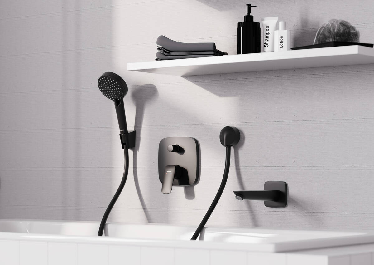 Hansgrohe FixFit Round Brushed Black Chrome zidni priključak za creva sa kupastim ili cilindričnim navojem sa obe strane 27454340