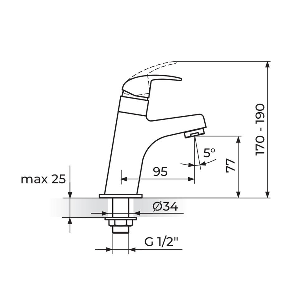 Rosan Perla 77 Chrome baterija (slavina) za umivaonik za hladnu ili predmešanu vodu JP541001