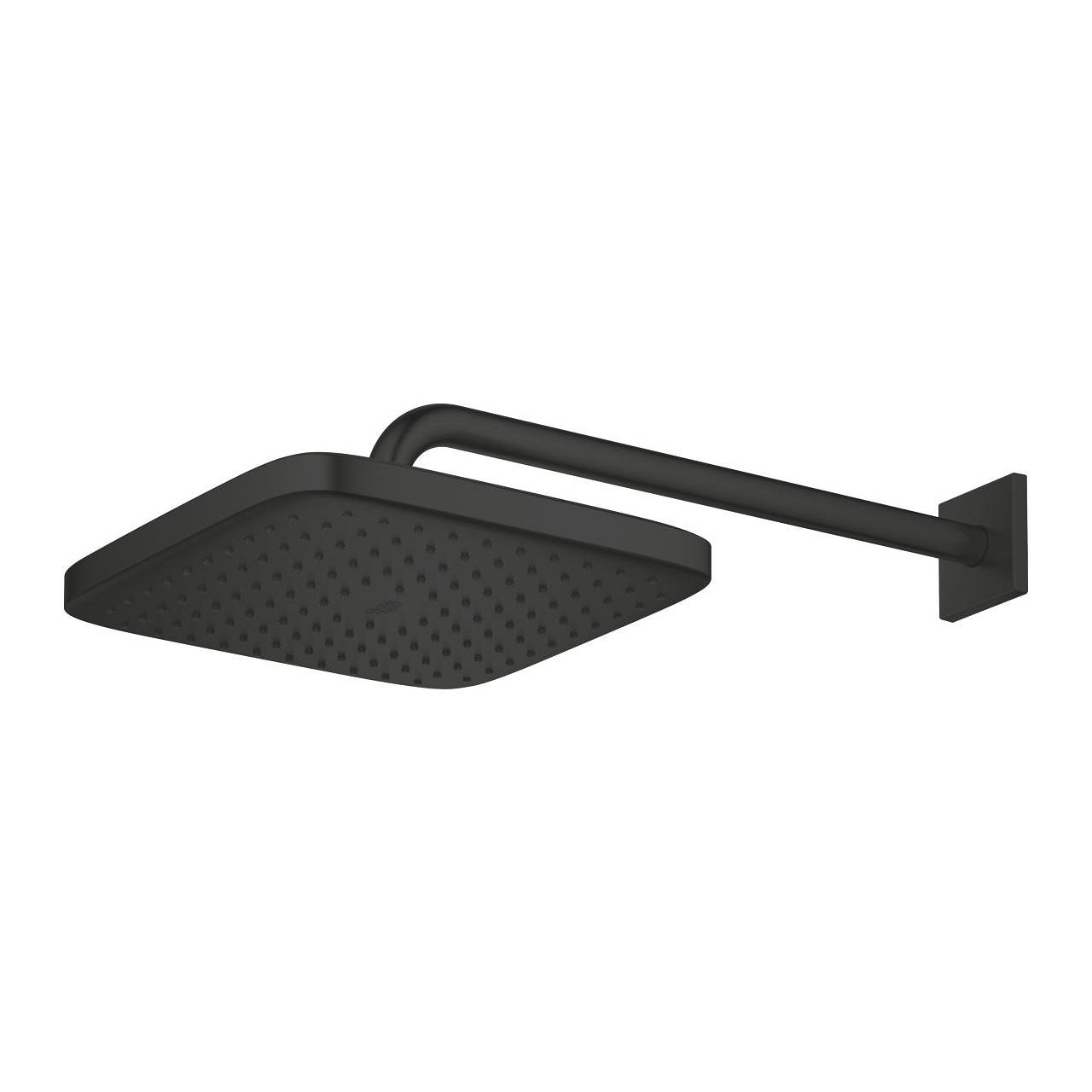 Grohe Tempesta 250 Cube  Phantom Black nadglavni tuš četvrtasti sa 1 mlazom i držačem nadglavnog tuša zidnim od 380mm 266872430