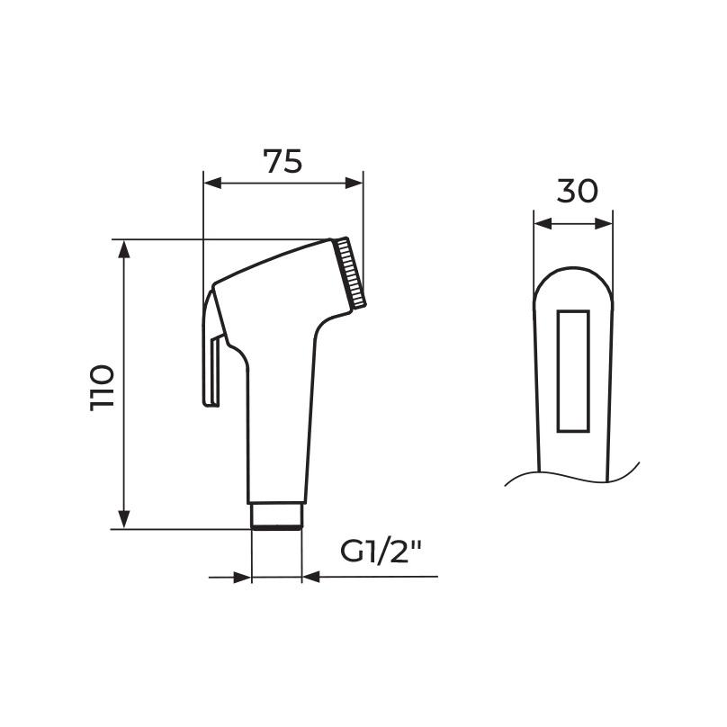 Rosan 30 Matt Black ručni tuš higijenski sa aktivatorom mlaza (bideta) PTRISPD