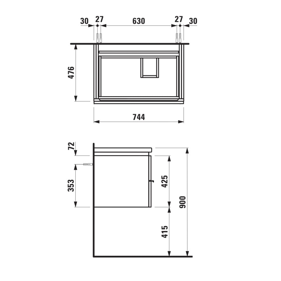 Laufen Pro S White Glossy ormar za umivaonik konzolni 41,5x32,1x58 4.8330.1.096.475.1