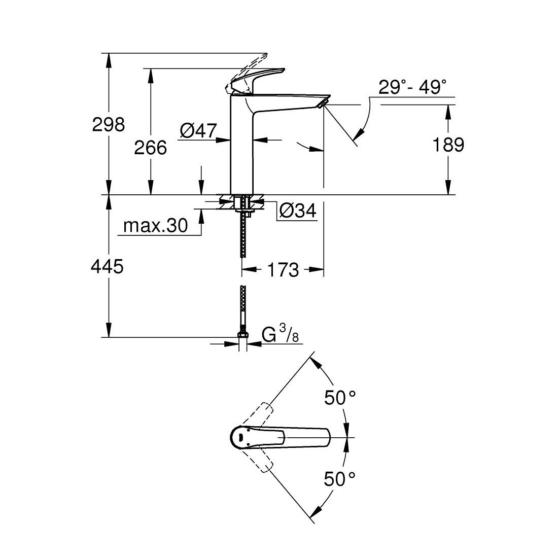 Grohe Eurosmart 190 Chrome baterija (slavina) za umivaonik 23971003