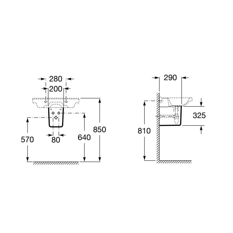 Roca Debba Victoria White polustub za umivaonik konzolni A337991000