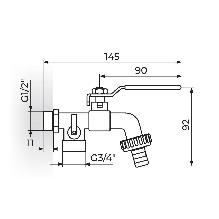 Rosan Armor Chrome slavina ispustna kuglasta baštenska sa holenderom 3/4