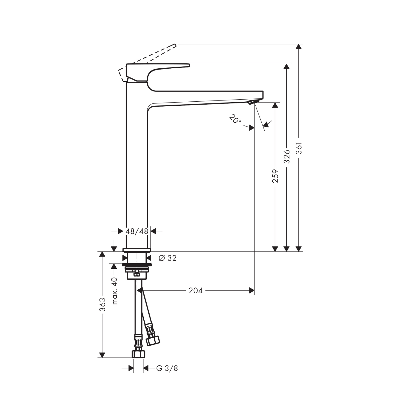 Hansgrohe Metropol 260 Matt Black Air Power EcoSmart baterija (slavina) za umivaonik sa odlivnim ventilom sifona push-open metalnim 32512670