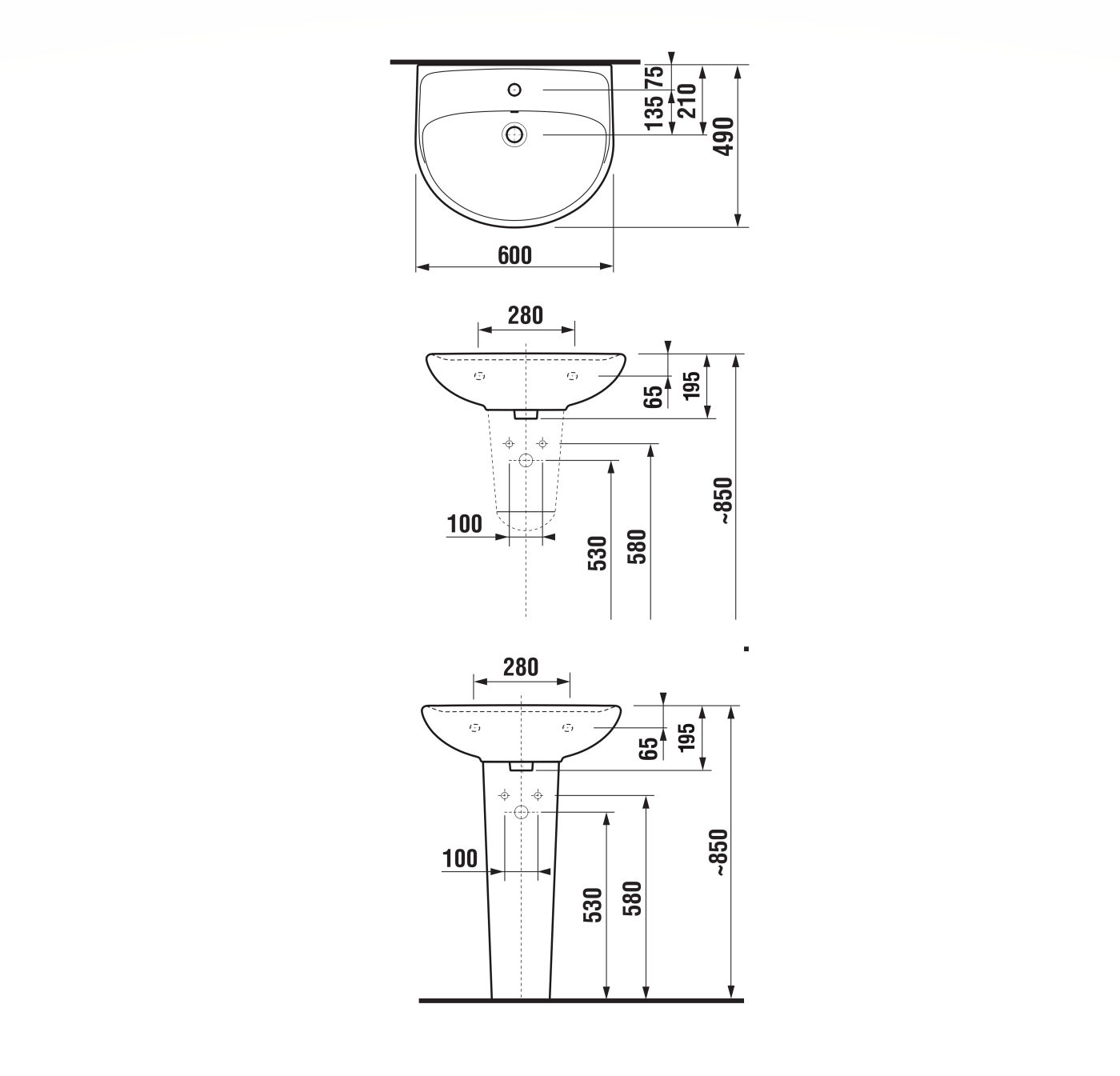 Jika Lyra Plus White umivaonik (lavabo) 60x49x19,5 sa rupom za bateriju i sa prelivom 8.1438.3.000.104.1