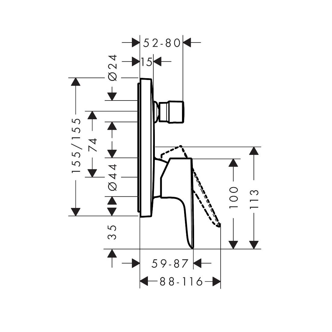Hansgrohe Talis E Matt Black mešač sa prebacivačem 71745670