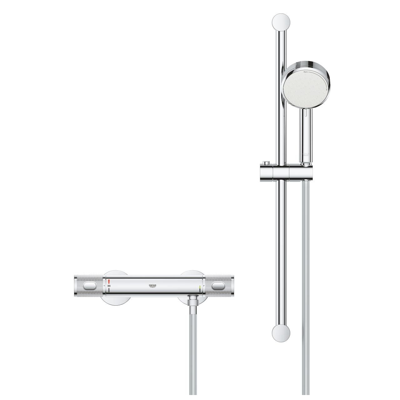 Grohe Grohtherm 1000 Chrome baterija za tuš termostatska sa Tempesta 100 ručnim tuš setom 34783000