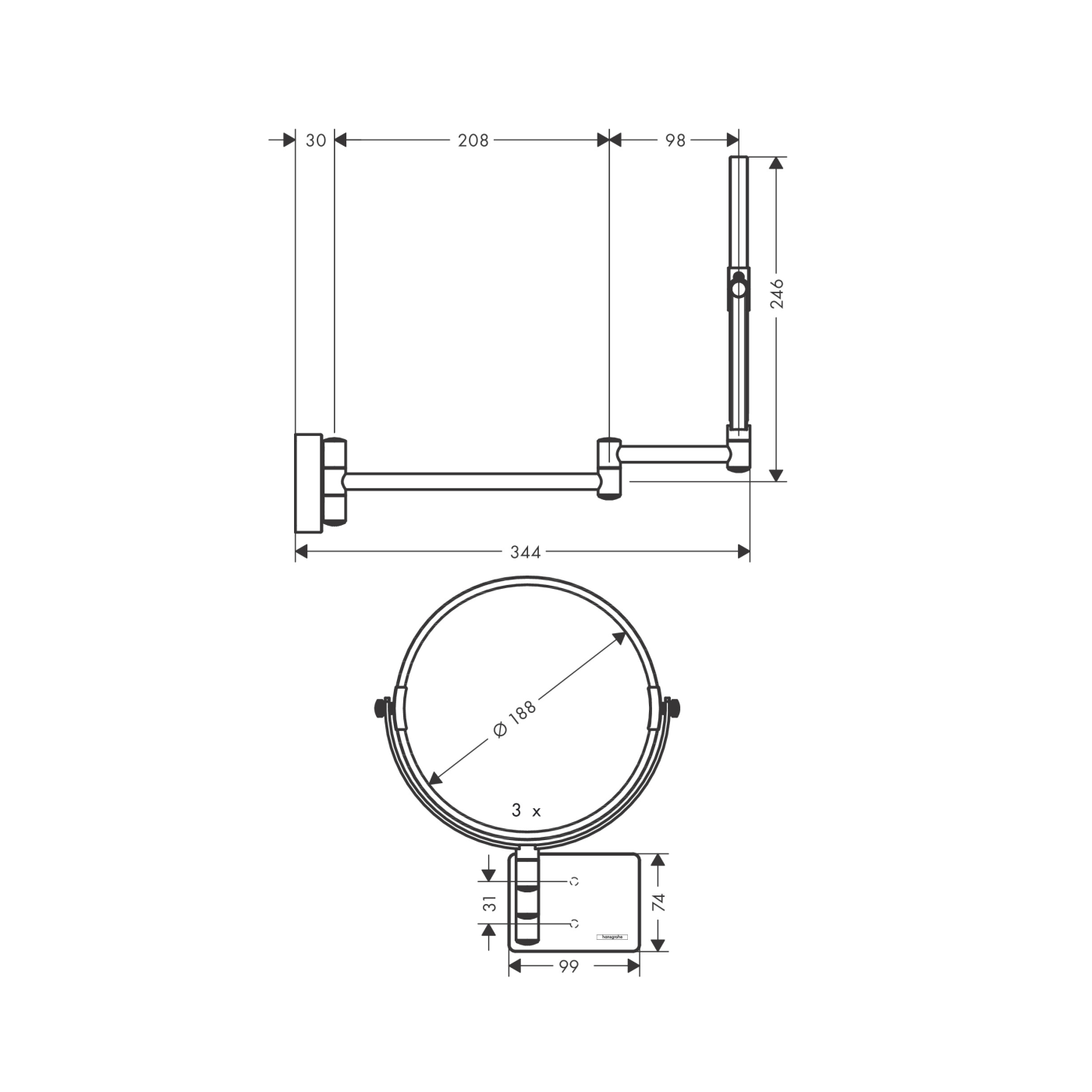 Hansgrohe AddStoris Chrome kozmetičko ogledalo 41791000