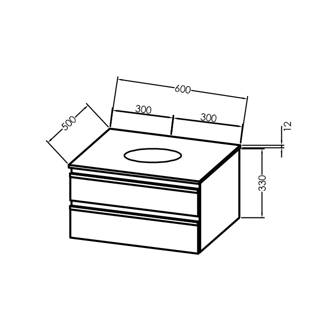 Kolpa San Alexis 60 Dark Concrete ormar konzolni za nadgradni umivaonik 60x50x34,2 sa 2 fioke, Kerrock White pločom i sifonom 547170