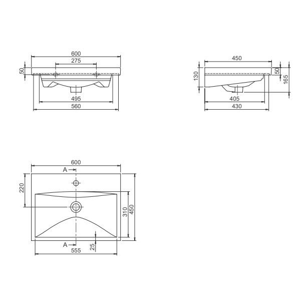 Turkuaz CeraStyle Elite White umivaonik (lavabo) 60x45x50 konzolni sa rupom za bateriju i prelivom 32000U