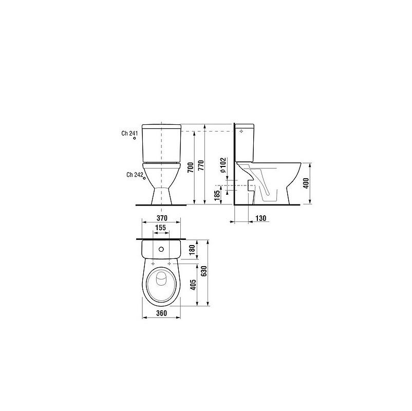 Jika Lyra Plus White monoblok sa odvodom u zid (baltik) i sa dovodom vode bočno 63x36x77 8.2638.6.000.241.1