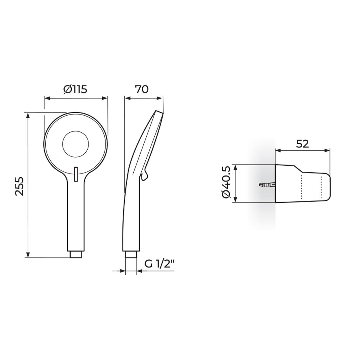 Rosan Blau Chrome ručni tuš sa više funkcija, tuš crevo i zidni držač PTRS70