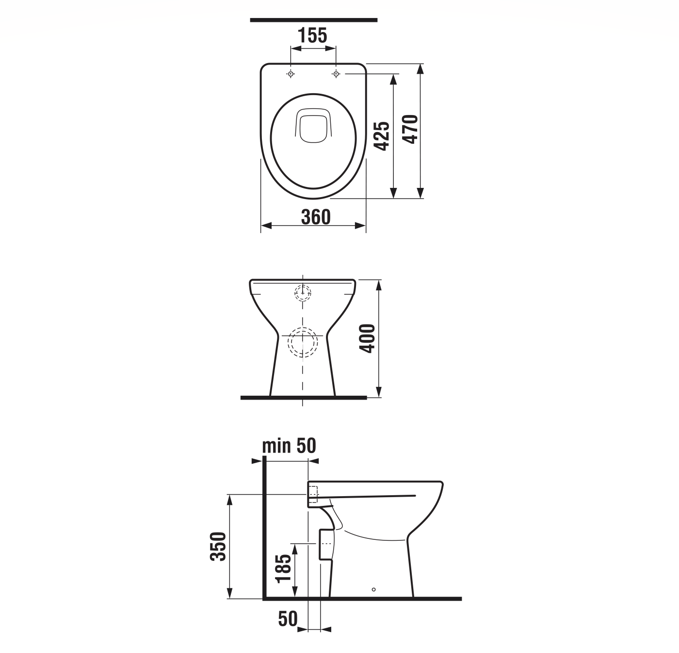 Jika Lyra Plus White WC šolja podna 36x47x40 sa odvodom u zid (baltik) 8.2138.6.000.000.1
