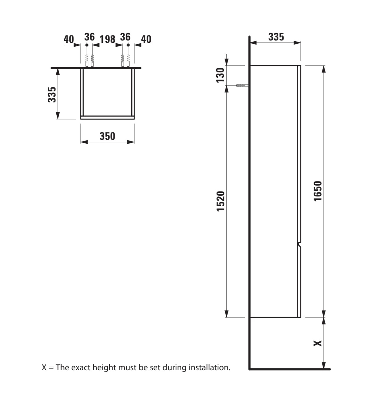 Laufen Pro S White kupatilski ormar sa jednim vratima sa šarkama desno i četiri staklene police 4.8312.2.095.463.1