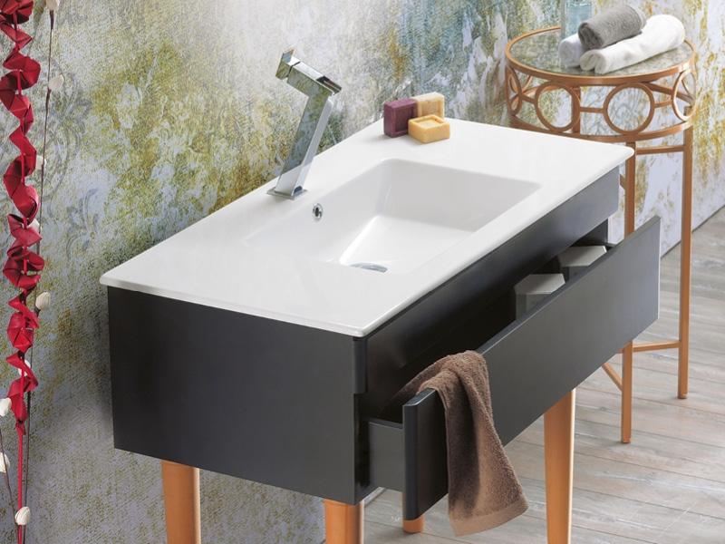 Turkuaz CeraStyle Ibiza White umivaonik (lavabo) 91x51x1,5 konzolni sa rupom za bateriju, prelivom i zaravnjenjem levo i desno 50400U