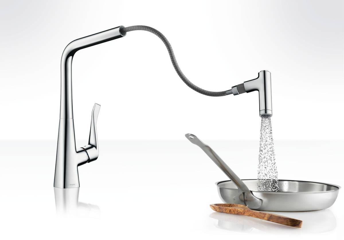 Hansgrohe Metris M71 320 Chrome baterija (slavina) za sudoperu sa izvlačećim tušem 2 mlaza 14820000