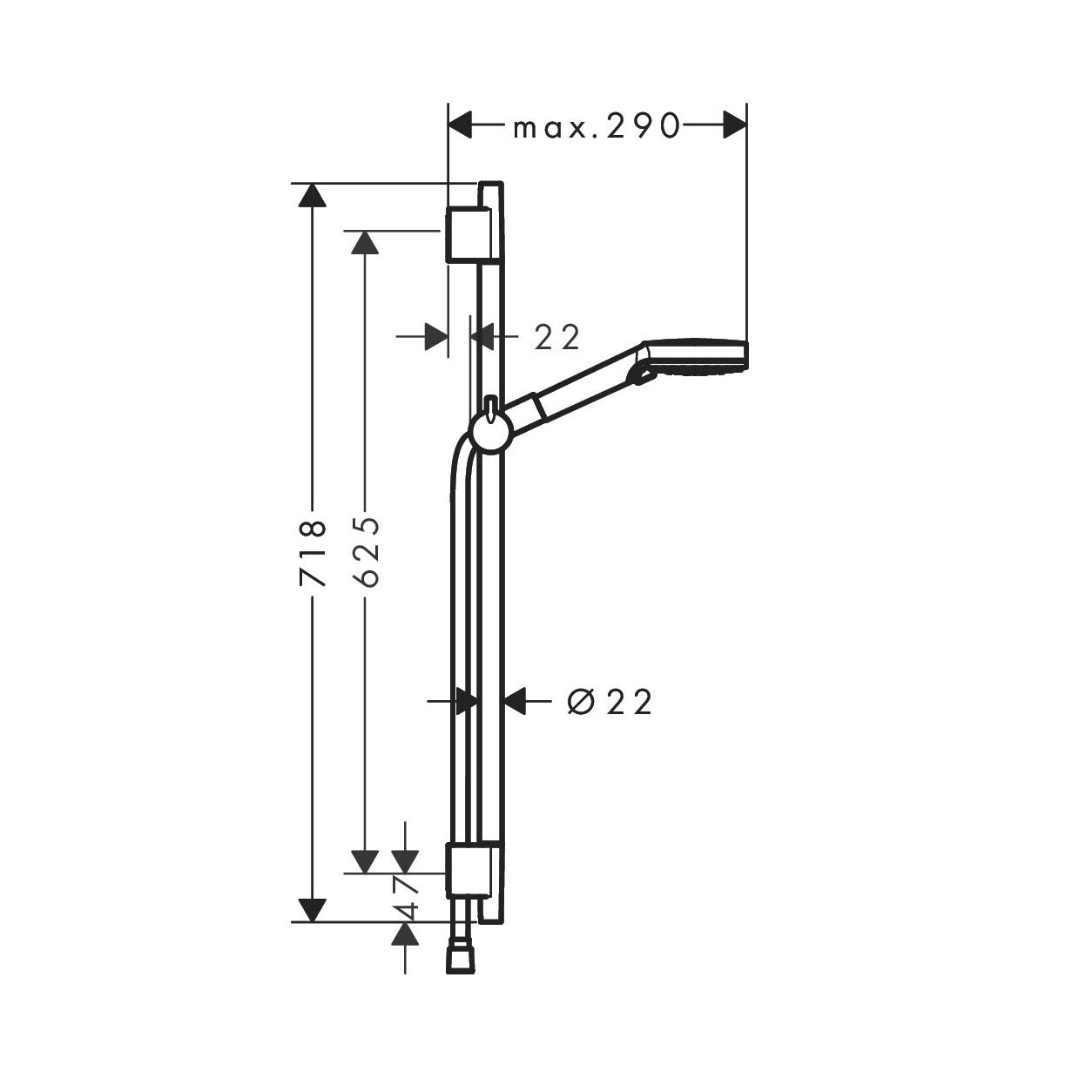 Hansgrohe Vernis Blend 100 Matt Black tuš set: ručni tuš sa 2 mlaza, Isiflex 1600 crevo za tuš i usponska šipka sa kliznim držačem 26422670