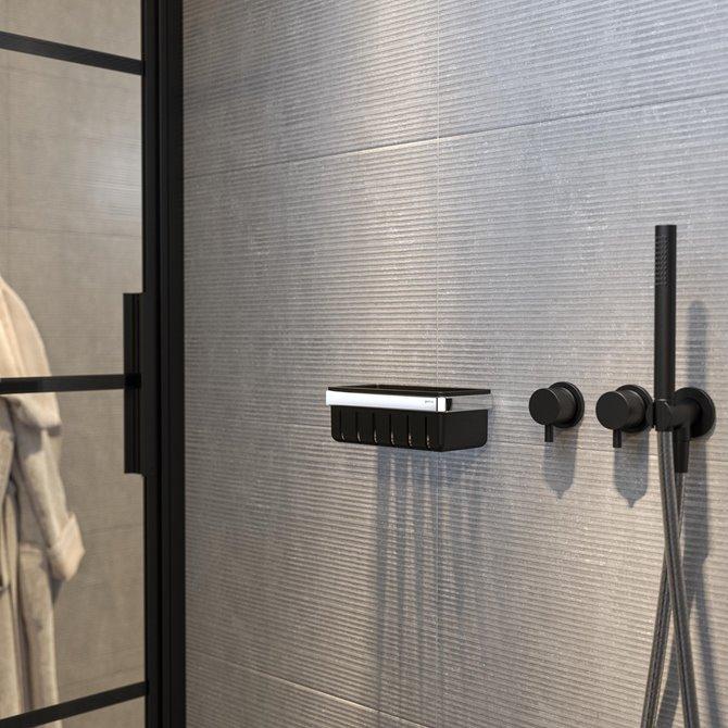 Geesa Frame Black/Chrome mrežasta korpa za tuš kabinu 918801-02-06