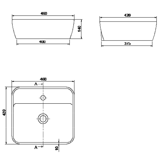 Turkuaz CeraStyle One White umivaonik (lavabo) 46x42x14 nadgradni sa rupom za bateriju četvrtasti 76300U