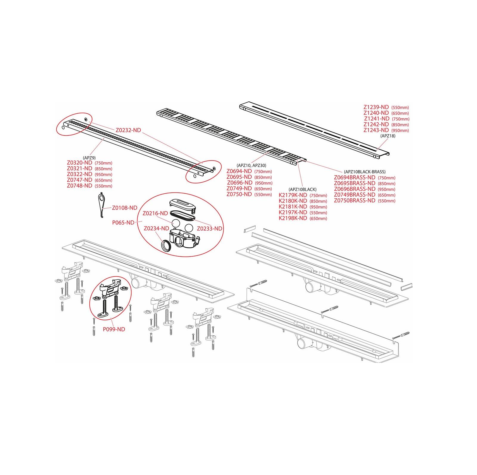 Alca Drain APZ10-750 Brass telo kanala sa visinom ugradnje 75-110mm i Simple pokrivnom perforiranom rešetkom od nerđajućeg čelika dužine 75cm