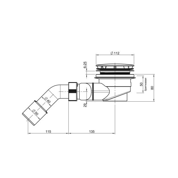 Laufen Pro Marbond sifon za tuš kade Ø90 sa kolenom i priključkom DN50 2.9512.7.000.000.1