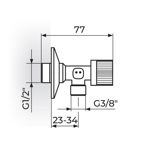 Rosan Armor Chrome ek ventil ugaoni 1/2x3/8