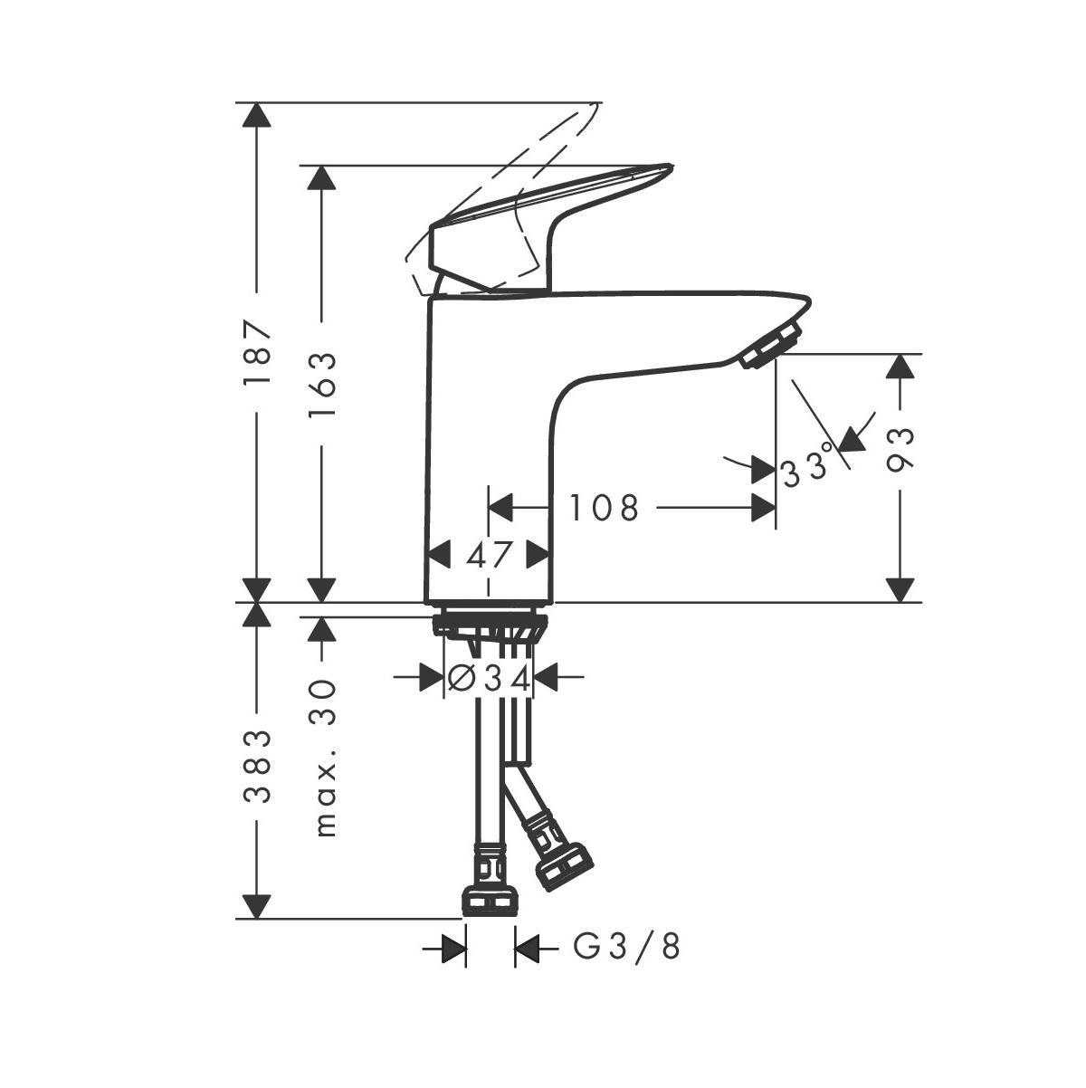 Hansgrohe Logis 100 Chrome baterija (slavina) za umivaonik 71101000