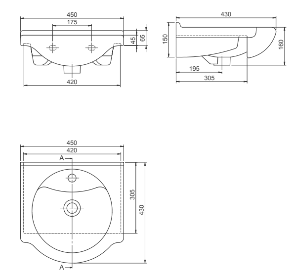 Turkuaz CeraStyle Nil White umivaonik (lavabo) 45x43x4,5 konzolni sa rupom za bateriju i prelivom 66200U