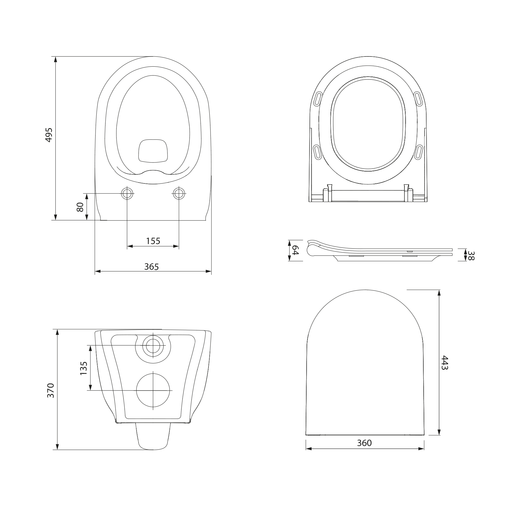 Cersanit Luna Compact White Rimless WC šolja konzolna 36,5x49,5x37 sa Slim SoftClose daskom za WC šolju sporospuštajućom od duroplasta S701-871