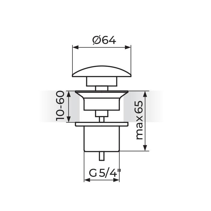 Rosan Dark Matt Black odlivni ventil sifona klik-klak univerzalni 5/4