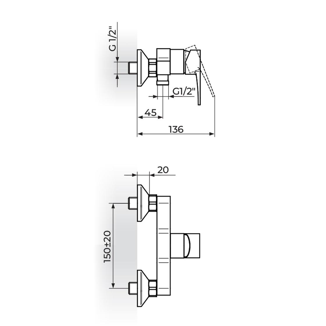 Rosan Blau Matt Black baterija (slavina) za tuš B137100B