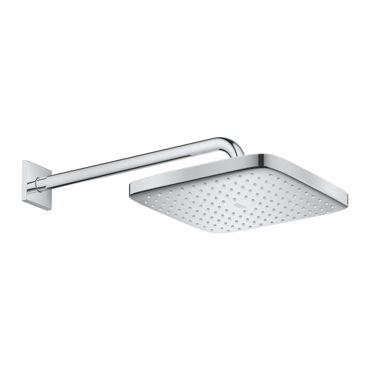 Grohe Tempesta 250 Cube Chrome nadglavni tuš četvrtasti sa 1 mlazom i držačem nadglavnog tuša zidnim od 380mm 26687000
