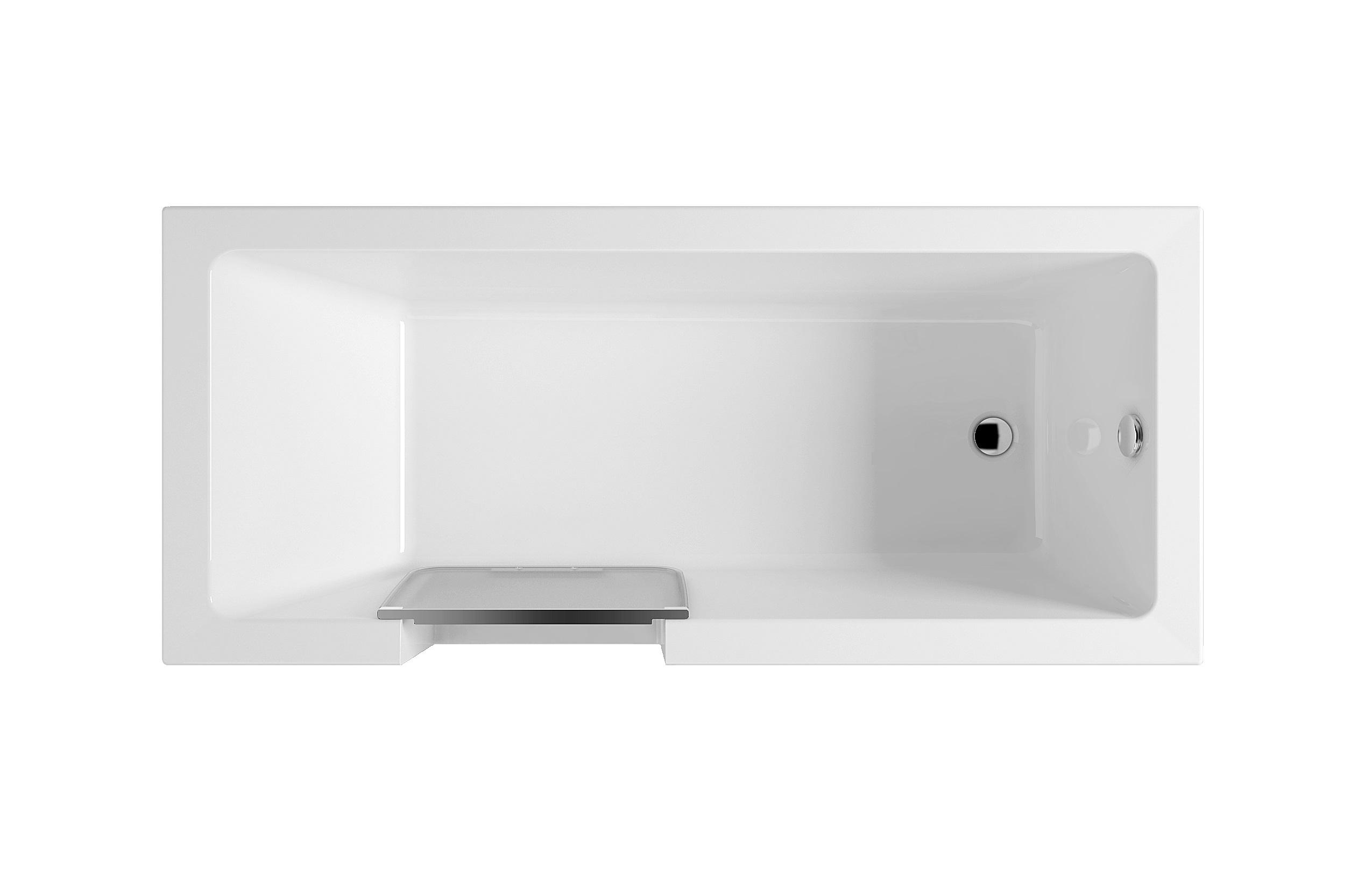 Aquaestil Plane Easy Corner L White 160x70x57 samostojeća kada za kupanje sa vratima, leva, četvrtasta, ugaona, od sanitarnog akrila sa odlivom klik-klak i prelivom Ø52mm, integrisanim oblogama i postoljem 60S0762