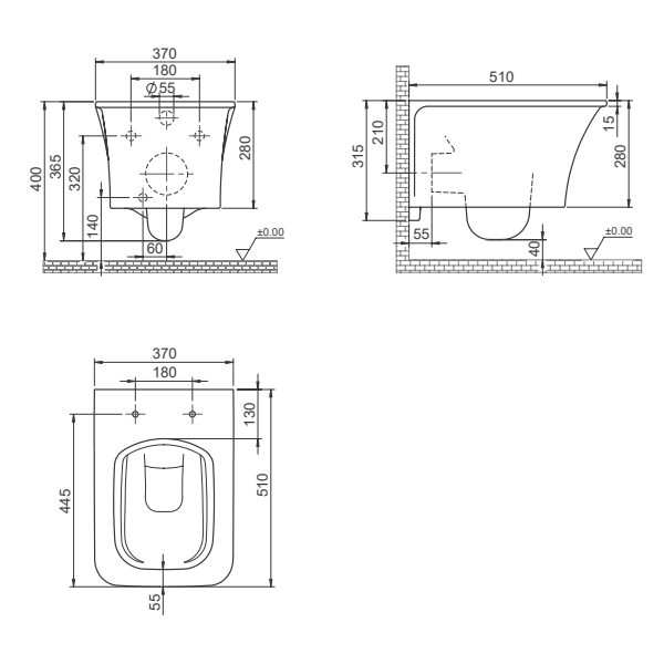 Turkuaz CeraStyle Ibiza White WC šolja konzolna 37x51x36,5 18900W