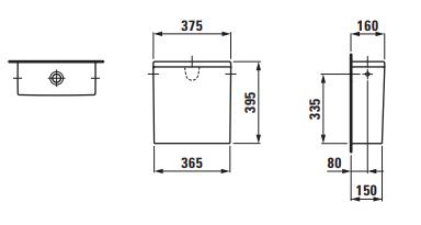 Laufen Pro vodokotlić za monoblok sa dovodom vode bočno 36,5x15x39,5 8.2995.2.000.972.1